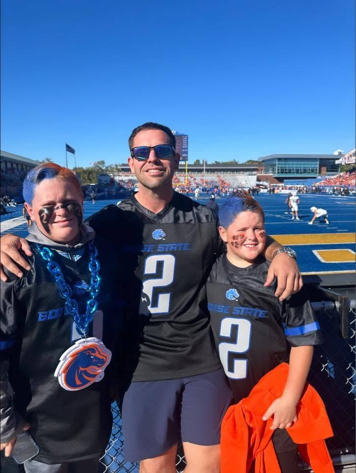 Eric Giovannucci with his sons Anthony and Dominic at a Boise State game