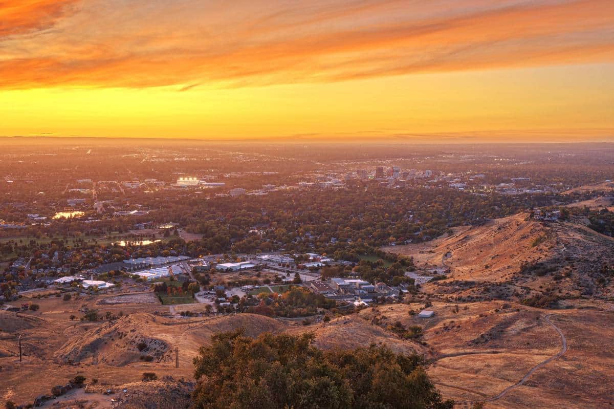 Treasure Valley foothills and open land at sunset.